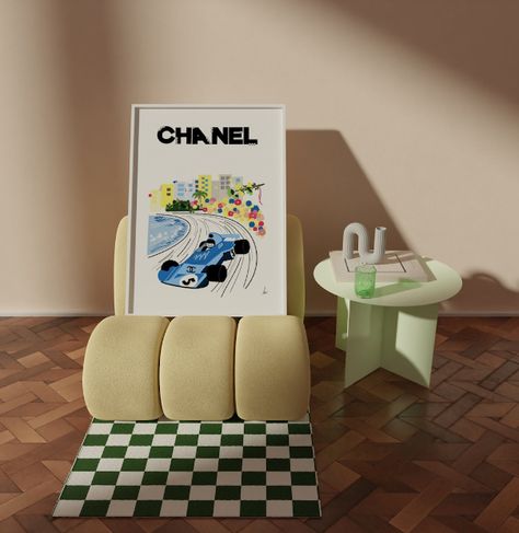 Formula One Aesthetic Art Poster #F1 #F1Merch #MonacoGrandPrix Danish Style Bedroom, Aesthetic Art Poster, Formula 1 Aesthetic, F1 Wall Art, Poster Vintage Retro, Painting Fashion, Aesthetic Room Ideas, Dorm Art, Aesthetic Wall Art