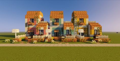 Aesthetic Builds Minecraft, Minecraft Townhouse, Minecraft Aesthetic Builds, Minecraft Town, Case Minecraft, Minecraft Aesthetic, Minecraft Structures, Minecraft House Plans, Bangunan Minecraft