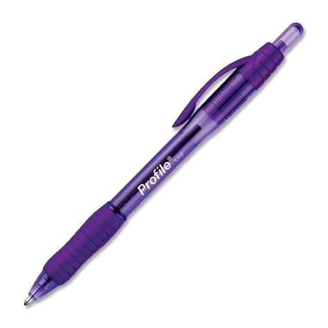 Purple Ink Pens | Paper Mate Profile Bold Ballpoint Pen Purple Ink - Quickship.com Purple Office Supplies, Big Pen, Purple Office, School Wishlist, Purple Pen, Stationery Obsession, Paper Mate, Purple Girls, Ink Pens