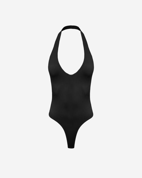 Black Halter Bodysuit, Halter Neck Bodysuit, Halter Bodysuit, Black Halter Top, Basic Outfits, Halter Neckline, Hook Eye, Black Bodysuit, Skirt Pants