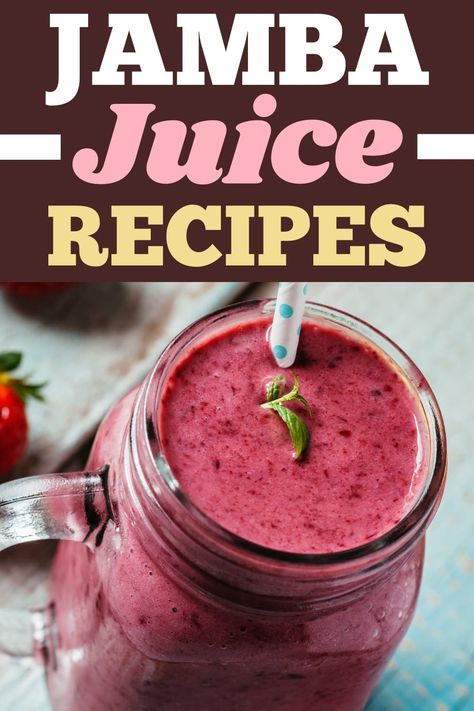 These copycat Jamba Juice recipes are just as good as the real deal! From Caribbean Passion to Peanut Butter to Peach Pleasure, you can enjoy all of your favorite smoothies at home. Jamba Juice Acai Bowl Recipe, Pulp Smoothie Recipes Copycat, Booster Juice Recipes Copycat, Jamba Juice Recipes Copycat, Copycat Jamba Juice, Booster Juice Recipes, Watermelon Breeze, Watermelon Smoothie Recipe, Jamba Juice Recipes