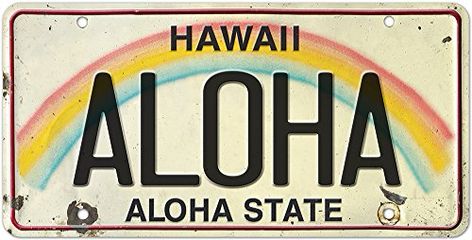 License Plate Decor, Aloha Sign, Vintage Aloha, Aloha Hawaii, Island Home, Vintage Hawaiian, Love Island, License Plates, Wall Plaque