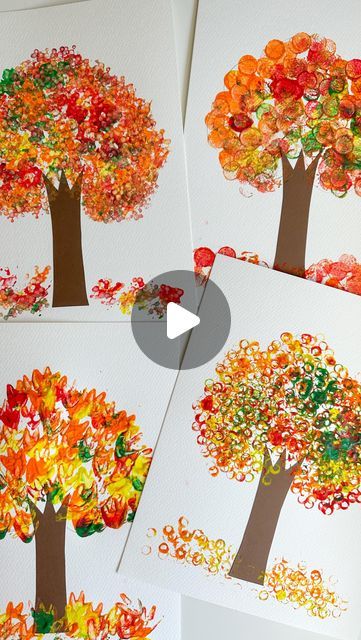 Autumn Painting For Toddlers, Its Fall Yall Craft, Fall Painting Ideas Toddlers, Fall Painting Preschool, Fall Tree Crafts For Toddlers, Fall Tree Painting For Kids, Autumn Activity Preschool, Autumn Art Activities For Kids, Easy Toddler Fall Crafts