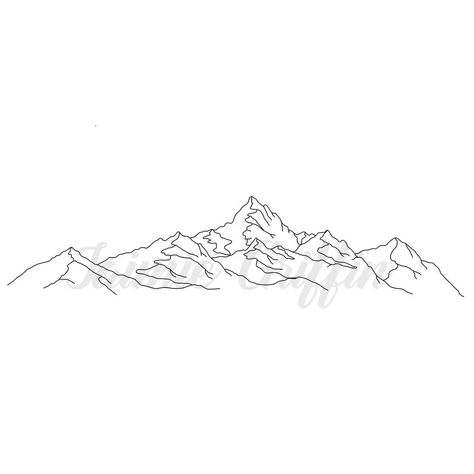 Mountain Range Outline, Mountain Range Tattoo, Mountain Outline, Snow Tattoo, Oregon Mountains, Blur Effect, Mountain Drawing, Mountain Tattoo, Tattoo Portfolio