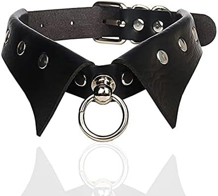 Urieo Gothic PU Leather Chokers Black Studded Collar Choker with Ring Rock Choker Necklaces Adjustable Nightclub Party for Women and Girls Leather Choker Collars, Xo Jewelry, Studded Collar, Halloween Gothic, Gold Watches Women, Nightclub Party, Collar Choker, Chocker Necklace, Mens Gold Rings