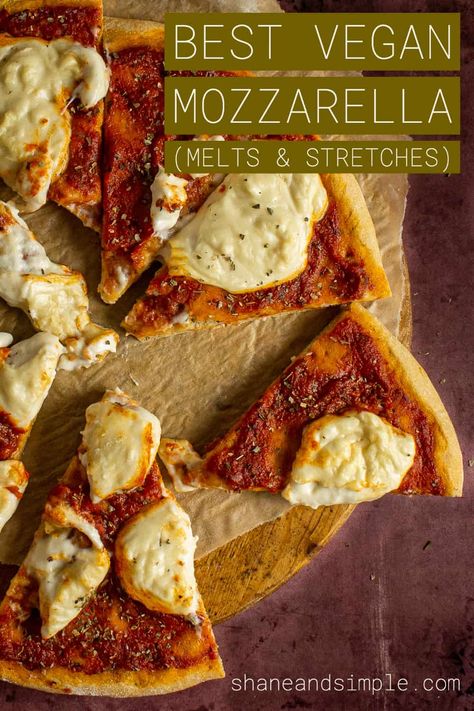 Vegan Mozzarella Cheese is perfect for pizzas and making the best grilled cheese. It melts and stretches just like the real stuff but is completely plant-based. Vegan Pizza Cheese, Mozzarella Cheese Recipe, Vegan Grilled Cheese, Vegan Mozzarella Cheese, Vegan Pizza Dough, Recipes With Mozzarella Cheese, The Best Grilled Cheese, Vegan Tomato Soup, Vegan Cheese Recipes