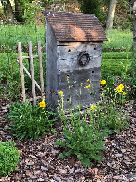 Primitive Birdhouses, Primitive Gardens, Country Garden Landscaping, Bee Skeps, Primitive Garden Decor, Birdhouse Ideas, Creative Garden Decor, Beautiful Birdhouses, Bird Houses Ideas Diy