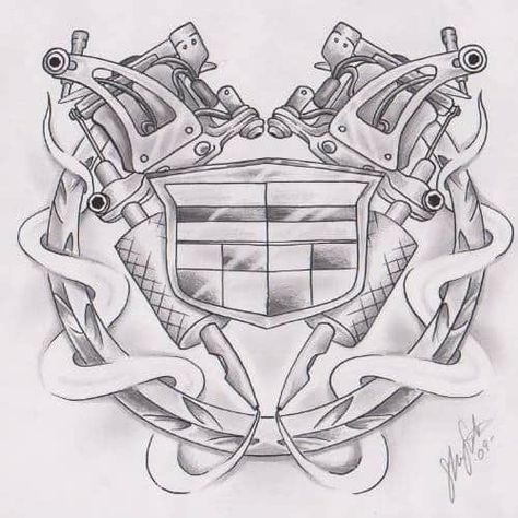 Cadillac Tattoo Designs, Chicano Tattoo Stencil, Cadillac Tattoo, Black Cadillac, Lowrider Art, Chicano Tattoo, Aries Tattoo, Chicano Art Tattoos, Cross Tattoo Designs