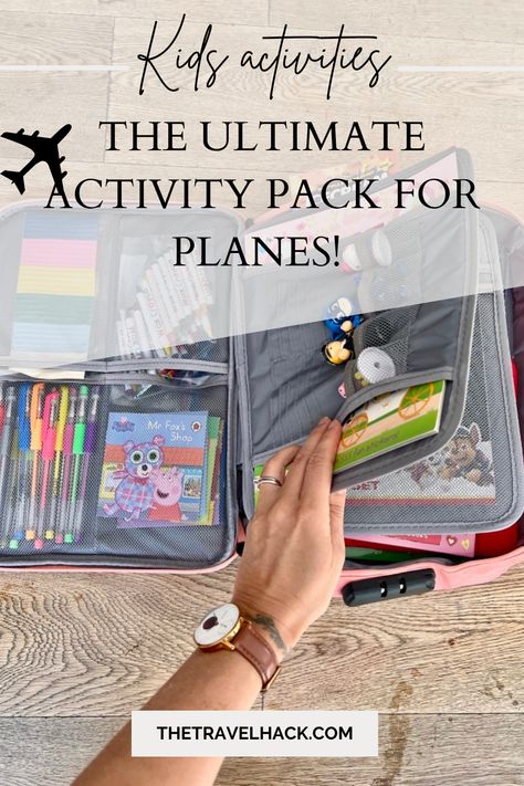 How to create the ultimate kids activity pack for travel - The Travel Hack Plane Rides With Kids, Travel For Kids Activities, Family Vacation Essentials, Activities For Plane Rides, Plane Toys For Kids, Roadtrip Activities For Kids Busy Bags, Airplane Kits For Kids, Aeroplane Toys For Kids, Dollar Tree Car Activities