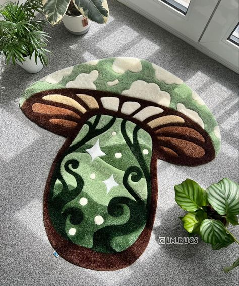 Tufted Rug Design Ideas, Tufted Rug Design, Mushroom Rug, Tufting Ideas, Tufting Diy, Rug Tufting, Peach Rug, Funky Rugs, I Am An Artist