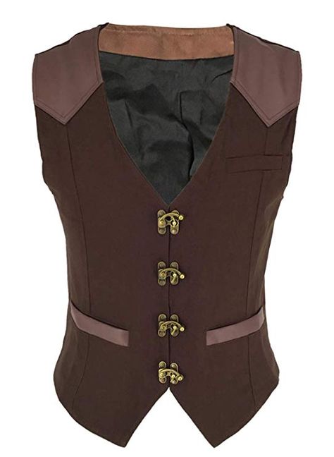 Bslingerie Mens Medieval Steampunk Faux Leather Cowboy Waist Coat Vest at Amazon Men’s Clothing store Waist Coat Men, Victorian Vest, Steampunk Pants, Medieval Steampunk, Steampunk Vest, Waistcoat Designs, Mode Steampunk, Mens Leather Coats, Steampunk Corset