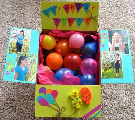 birthday care package that says birthday time and has number candles glued to flap Diy Care Package, Birthday Care Packages, Birthday Packages, Care Packages, Birthday Box, Money Gift, Birthday Gifts For Boyfriend, Diy Birthday Gifts, Birthday Surprise