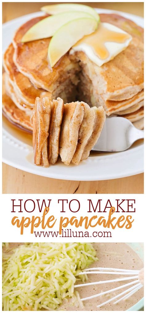 Light Fluffy Pancakes, Apple Twist, Cinnamon Pancakes Recipe, Apple Pancake Recipe, Apple Cinnamon Pancakes, Pancakes Breakfast, Cinnamon Pancakes, Apple Pancakes, Breakfast Routine