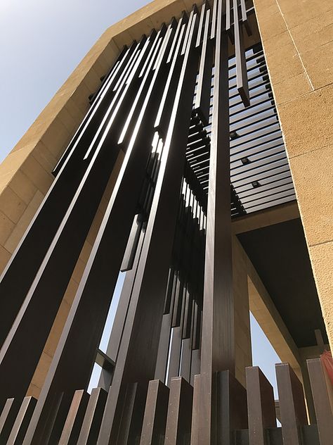 Corten Steel Facade, Timber Facade, Facade Skin, Wood Louver, Library Concept, Timber Screen, Conceptual Model Architecture, Temporary Architecture, Retail Facade