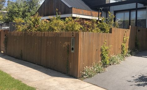 42 x 19mm Level Top with Stepped Driveway Return Fence Around Property, Fence Ideas Nz, Timber Fence, Picket Gate, Fence Gate Design, Front Fence, Timber Fencing, Fencing & Gates, Fence Styles