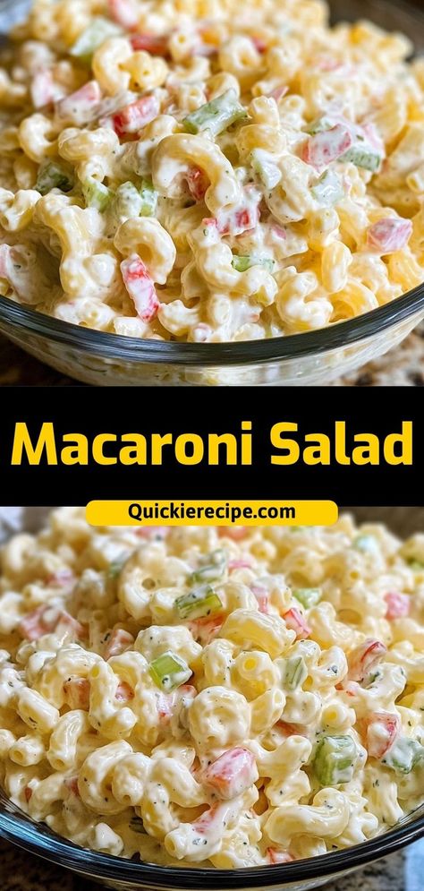 Macaroni Salad This creamy, tangy macaroni salad is a classic side dish perfect for summer picnics. Filled with crunchy vegetables, it’s the ultimate salad for barbecues. Ingredients: 2 cups macaroni 1 cup mayonnaise ½ cup celery, diced 1 tbsp mustard Healthy Green Salads, Macaroni Salad Ingredients, Creamy Macaroni Salad, Ultimate Salad, Elbow Pasta, Green Salad Recipes, Macaroni Salad Recipe, Salad Dishes, Macaroni Salad