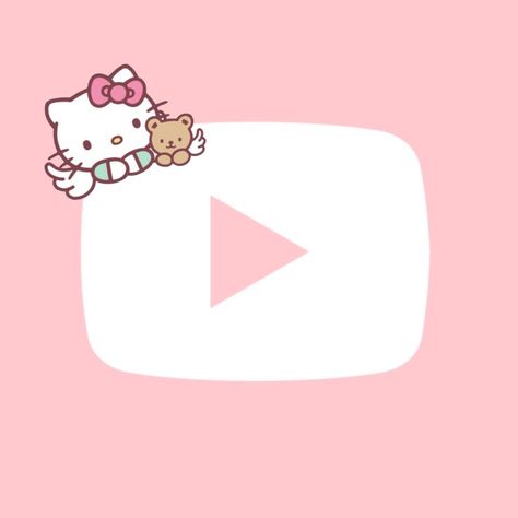 Hello Kitty Youtube Icon, Hello Kitty Widget Icons, Hello Kitty App Icon, Wallpapers Widgets, Hello Kitty Icons, Pink Twitter, Kitty Icon, Sanrio Aesthetic, Cat App