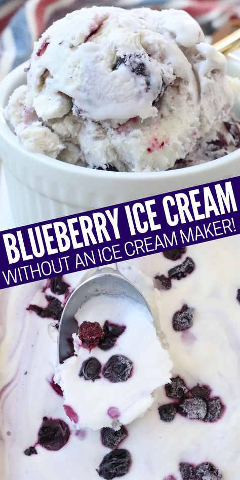 It's easy to make the best homemade Blueberry Ice Cream with the creamiest ice cream base, infused with the sweetness of fresh blueberry pie filling. The best part is, it’s no-churn, so you don’t even need an ice cream maker to make it! It only takes 20 minutes of hands-on time to create this incredibly creamy ice cream recipe, and there’s no better way to enjoy a warm summer day than with a bowl of this refreshing blueberry ice cream! Blueberry Ice Cream No Churn, Homemade Blueberry Ice Cream, Blueberry Ice Cream Recipe, Fresh Blueberry Pie, Ice Cream Sauce, Creamy Ice Cream, Strawberry Ice Cream Recipe, Blueberry Ice Cream, Strawberry Pie Filling