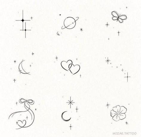 Stars And Hearts Tattoos, Dainty Celestial Tattoo, Simple Aesthetic Tattoos, Secret Tattoo, Tato Minimal, Small Girly Tattoos, Horoscope Tattoos, Pretty Hand Tattoos, Sharpie Tattoos