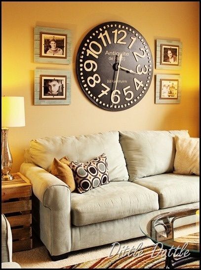 Beautiful Home Decor Items For Decorate Home So Get Ideas To Make Perfect Home | Home Decor Ideas Clock Collage, Wall Clock Decor Living Room, Clock Decor Ideas, Big Clocks, Living Room Wall Clock, Teen Lounge, Big Wall Decor, Big Clock, Over The Couch