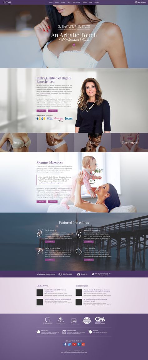 Custom responsive plastic surgery website design Medical Website Design, Breast Reduction, Mommy Makeover, Facial Plastic Surgery, Aesthetic Medicine, Breast Augmentation, Facial Plastic, Responsive Website Design, Medical Gifts