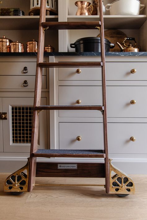 Diy Library Ladder, Library Ladders, Sliding Ladder, Kitchen Ladder, Library Ladder, Kitchen Addition, Chris Loves Julia, Am I The Only One, Study Design