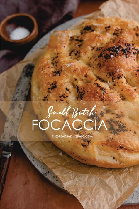 An easy same day small batch focaccia perfect for a dinner side or snacking. Foccacia Bread Loaf, Easy Same Day Bread, Small Baking Dish Recipes, Bread For Two, Small Batch Pizza Dough, Baking Day Ideas, Mini Foccacia Bread Recipes, Small Bread Recipes, Small Foccacia Recipe