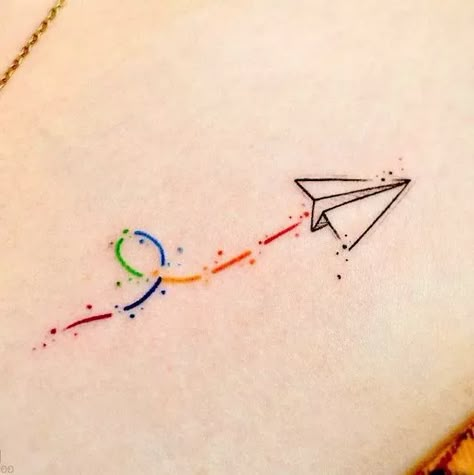 Paper Airplane Tattoo, Paper Airplane Tattoos, Paper Plane Tattoo, Word Tattoos With Meaning, New Beginning Tattoo, Airplane Tattoo, Plane Tattoo, Tatuagem Masculina Pequena, Airplane Tattoos