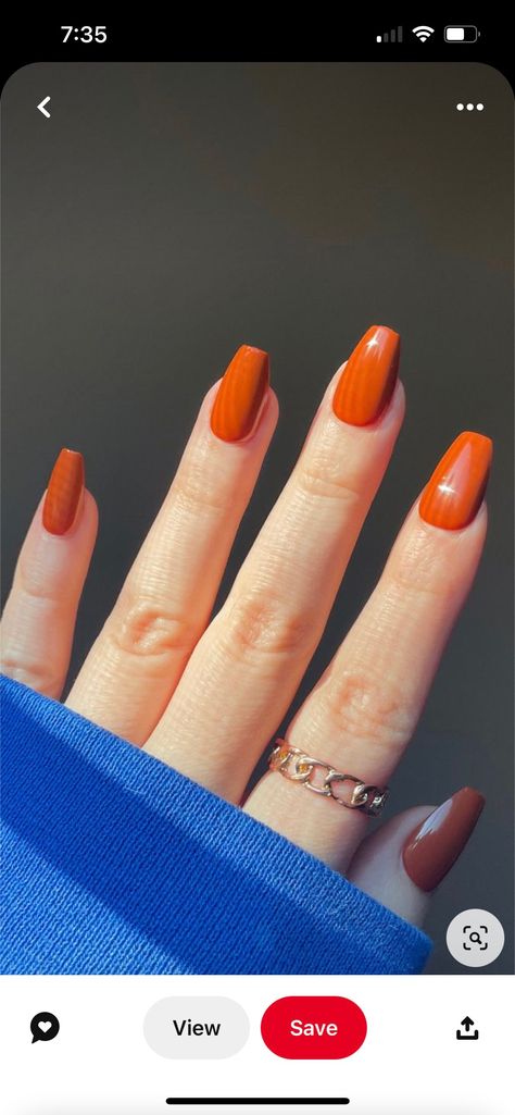 Fall Nails Square Coffin, Burnt Orange Coffin Acrylic Nails, Orange November Nails, Square Nails Plain Color, Coffin Acrylic Nails Orange, Fall Nails 2023 Orange, Simple Fall Nails Orange, Orange Coffin Nail Ideas, Pumpkin Color Nails