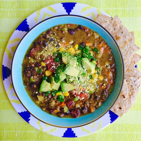 Vegan Chipotle Lentil & Black Bean Soup Recipe | Hello Nutritarian Hello Nutritarian, Dr Furhman, Dr Fuhrman Recipes, Nutritarian Recipes, Cooked Lentils, Nutritarian Diet, Dr Fuhrman, Vegan Chipotle, Carrots Broccoli