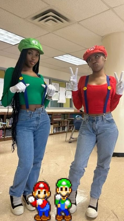 30+ Awesome TV and Movie Character Halloween Costumes Your Friends Will Love | HubPages Luigi Halloween Costume, Movie Character Halloween Costumes, Halloween Costumes Women Creative, Movie Character Halloween, Soirée Halloween, Character Halloween Costumes, Mario Costume, Kostum Halloween, Classy Halloween Costumes