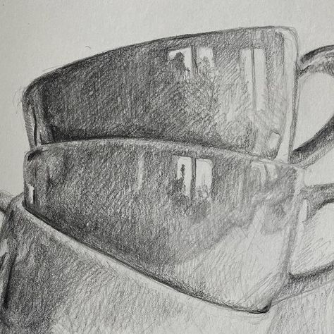 Drawing Details, Draw With Me, Still Life Drawing, Life Drawing, Pencil Drawings, Still Life, Improve Yourself, Coffee Cups, Drawings