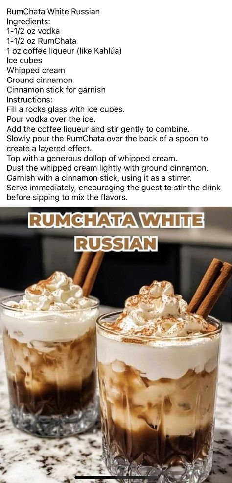 Rum Chata White Russian, Rum Chata Recipes, Rumchata Recipes Drink, Rumchata Recipes, Rum Chata, White Russian Recipes, Horchata Recipe, Coconut Cream Recipes, Best Cocktails