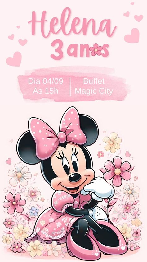 My Little Pony Invitations, Mickey Mouse Invitations, Minnie Mouse Birthday Invitations, Minnie Mouse Invitations, Minnie Birthday Party, Bday Invitations, Baby Rosa, Kids Birthday Theme, Minnie Party