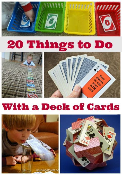 Creative games, crafts and learning challenges that can all be done with a deck of cards! Engineering Crafts, Engineering Challenges, A Deck Of Cards, Fun Indoor Activities, Fun Card Games, Fun Games For Kids, Creative Games, Afterschool Activities, Kids Learning Activities