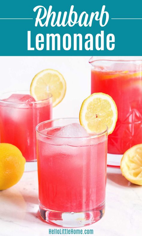 Rhubarb Lemonade Recipe, Rhubarb Drink, Lemon Rhubarb, Rhubarb Lemonade, Freeze Rhubarb, Rhubarb Syrup, Rhubarb Recipes, Food Scale, Lemonade Recipes