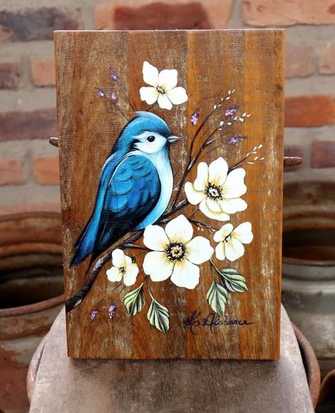 A women's lifestyle destination dedicated to style, entertainment, love, and living beautifully. Painting Ideas On Wood Easy, Wood Painting Ideas, Birds Acrylic Painting, Painted Wood Crafts, Innovative Thinking, Diy Nature, Enjoying Nature, Painting Creative, Wooden Painting