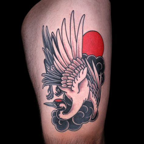 Japanese Traditional Crane Tattoo, Japanese Angel Tattoo, Japanese Crane Tattoo Design, Traditional Crane Tattoo, Japanese Crane Tattoo, Japanese Angel, Crane Tattoo, Hp Tattoo, Bamboo Tattoo