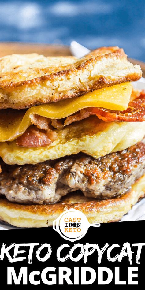 Copycat Mcgriddle, Keto Mcgriddle, Keto Breakfast Sandwich, Cast Iron Keto, Sugar Free Breakfast, Best Keto Breakfast, Desayuno Keto, Keto Diet List, Custom Keto Diet