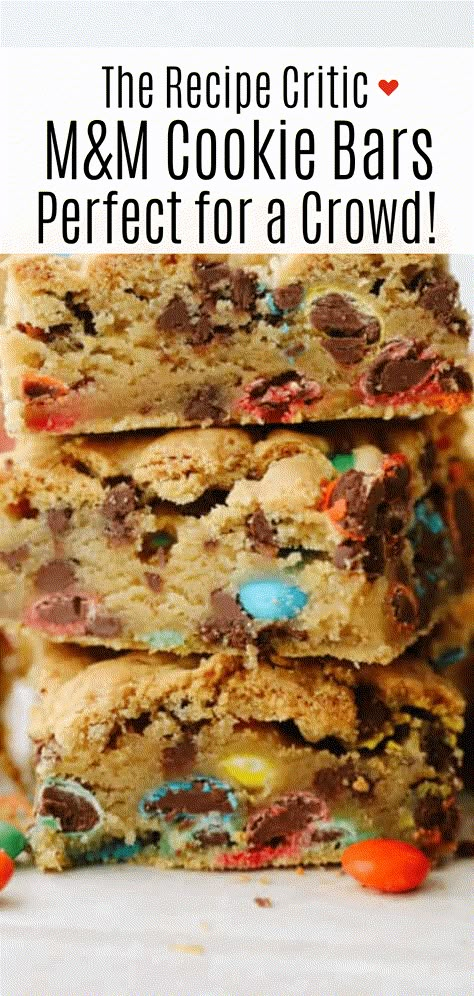 M&M Cookie Bars | The Recipe Critic Beginner Baking Recipes, M M Cookie Bars, Cookies And Candy, Easy Dessert Bars, Caramel Apple Cheesecake Bars, Easy Bar Recipes, The Recipe Critic, Recipe Critic, Fall Desserts Easy