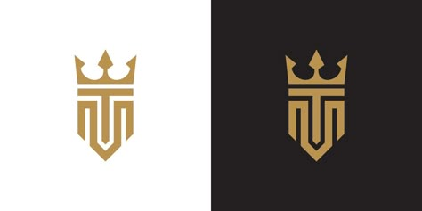 Initial letter TM or MT logo design with crown icon vector. M T Logo, Mt Logo Design, Mt Logo, T Logo Design, Initials Logo Letters, Crown Icon, Tm Logo, Warrior Logo, Knight Logo