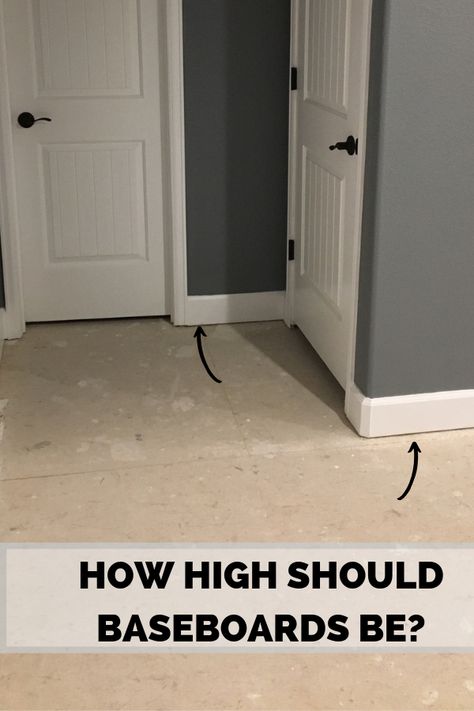 We discuss how high should baseboards be off the floor for carpet or hardwood, depending on if the flooring is installed already or not. Baseboard Height, Tile Baseboard, How To Install Baseboards, Baseboard Styles, Floor Molding, Living Room Tiles, Painted Floor, Modern Staircase, Outdoor Quotes