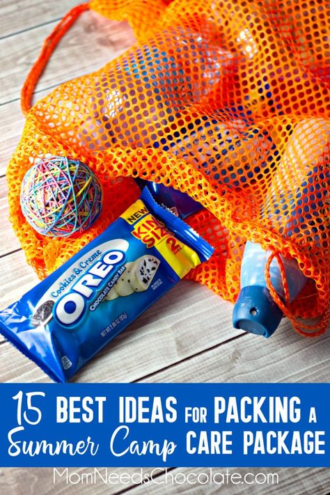 15 Best Ideas for Packing a Summer Camp Care Package | Do you have a child going to summer camp this summer? Send a surprise summer camp care package along with them! #OREOChocolate #CookiesandCreme #KingSizeRollback #ad #IC #SummerCamp #CarePackage #Camp #Camping #MomNeedsChocolate #SummerCampPacking #Packing Snacks For Summer Camp, Camp Mail Ideas, Camp Goodie Bags, Overnight Camp Care Package Ideas, Packing For Church Camp, Summer Camp Care Package Ideas, Summer Camp Must Haves, Camp Care Package Ideas For Boys, Camp Care Package Ideas