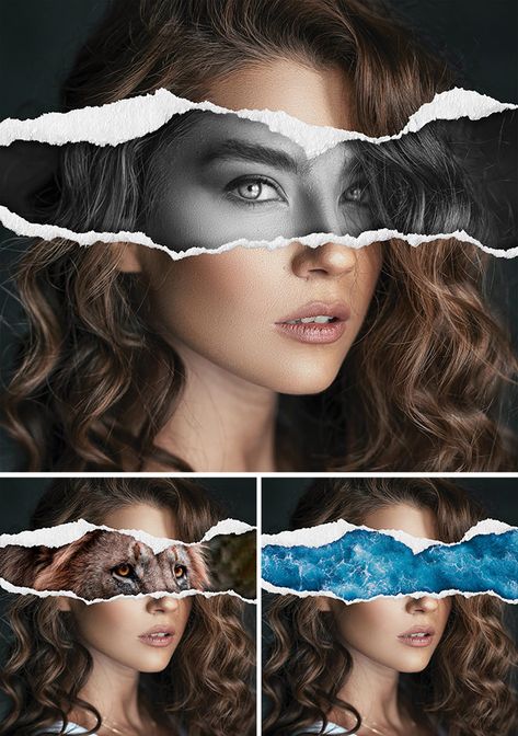 Photoshop Collage Art, Torn Paper Effect Photoshop, Photoshop Product Design, Torn Paper Collage, Photoshop Lessons, Photoshop Tutorial Graphics, Photoshop Video Tutorials, Photoshop Tricks, Gcse Photography