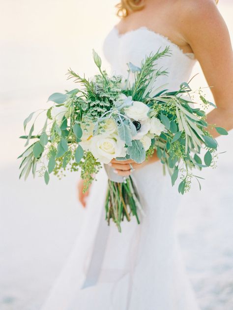 November Beach Wedding, Herbs Wedding, Green Beach Wedding, Beach Wedding Bouquet, Yacht Wedding Ideas, Rosemary Beach Wedding, Classic Bouquet, Beach Wedding Decorations Reception, Wedding In Florida