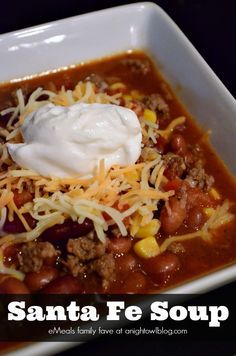 Santa Fe Soup, Chili Beans, Soup And Stew, Soup And Sandwich, Soup Bowls, Delicious Soup, Stew Recipes, Soup And Salad, I Love Food