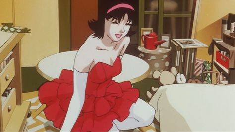 perfect blue, 1997 Perfect Blue 1997, Perfect Blue Outfit Anime, Mima Perfect Blue Red Dress, Perfect Blue Red Dress Anime, Perfect Blue Red Dress, Mima Kirigoe Cosplay, Perfect Blue Costume, Mima Perfect Blue Cosplay, Perfect Blue Outfit