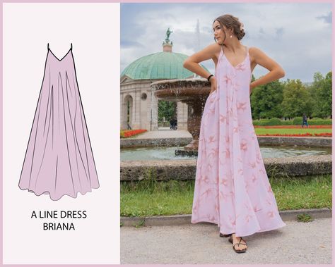 A-Line Dress - Briana - THISISKACHI Summer Dress Patterns, Sewing Projects Clothes, Dress Patterns Free, Maxi Dress Pattern, Clothes Sewing, Couture Mode, Diy Sewing Clothes, Clothes Sewing Patterns, How To Make Clothes