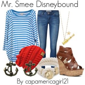 A collage from Polyvore Smee Costume Women, Mr Smee Costume, Smee Costume, Mr Smee, Mickey Halloween Party, Peter And Wendy, Mickey Halloween, Disney Bounding, Disney Bound Outfits