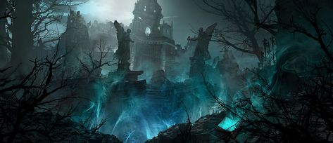 Shadow Isles Shadow Isles, Anime Places, League Of Legends Game, Environment Art, Merch Store, Fantasy Places, Dark Lord, Unique Wallpaper, Medieval Fantasy